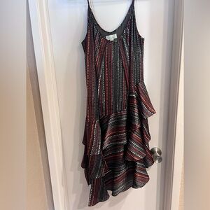 Vintage Asymmetrical  Dress - Red and Black